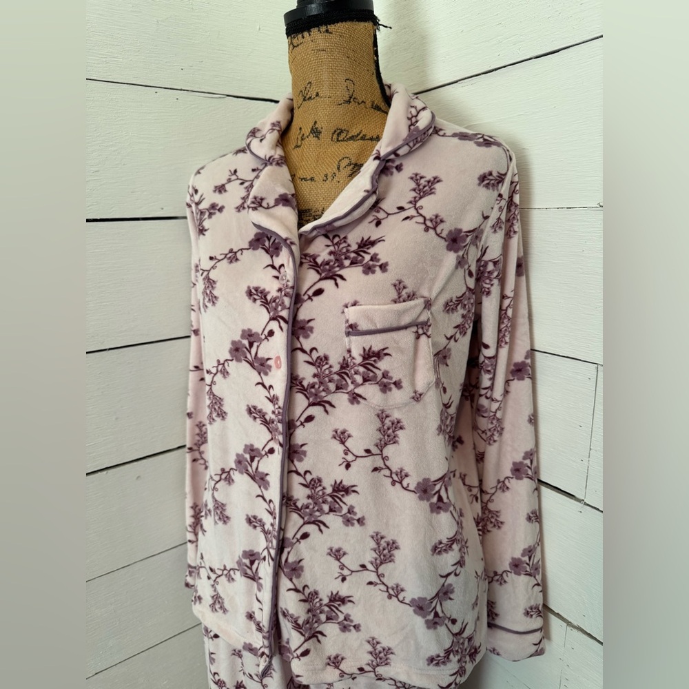 Floral Pink Fleece Pajama Set